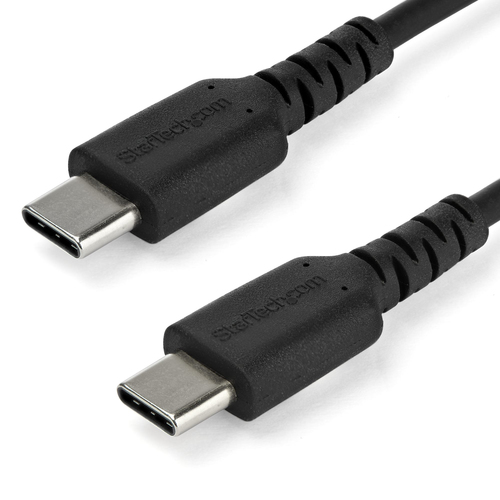 Bild von StarTech.com 1m USB-C Ladekabel - Langlebiges USB 2.0 Typ C zu USB C Datenübertragungs-/Schnellladekabel - TPE Mantel Aramidfaser M/M 60W Schwarz - Samsung S10 S20 iPad Pro MS Surface