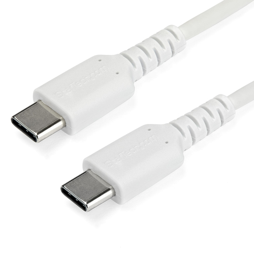 Bild von StarTech.com 1m USB-C Ladekabel - Langlebiges USB 2.0 Typ C zu USB C Datenübertragungs-/Schnellladekabel - TPE Mantel Aramidfaser M/M 60W Weiß - Samsung S10 S20 iPad Pro MS Surface