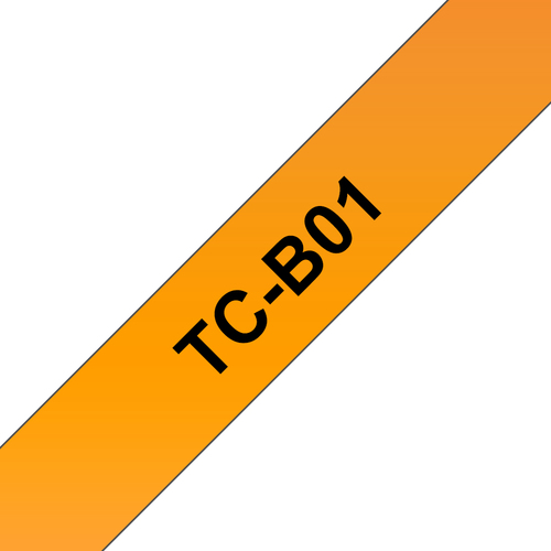 Bild von Brother TC-B01 Etiketten erstellendes Band Schwarz auf leuchtend Orange