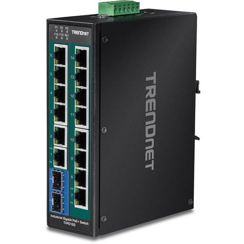 Bild von Trendnet TI-PG162 Netzwerk-Switch Unmanaged Gigabit Ethernet (10/100/1000) Power over Ethernet (PoE) Schwarz