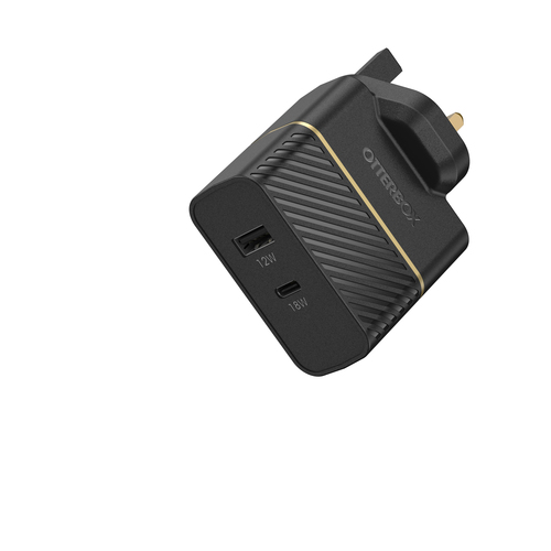 Bild von OtterBox UK Wall Charger 30W - USB C 18W + USB A 12W USB-PD, schwarz