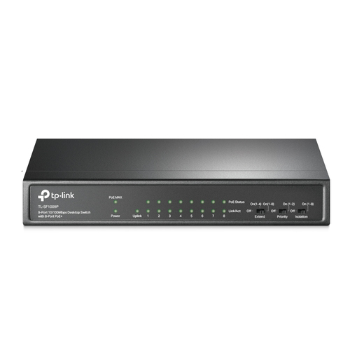 Bild von TP-Link 9-Port 10/100Mbit/s-Desktop-Switch mit 8 PoE+-Ports