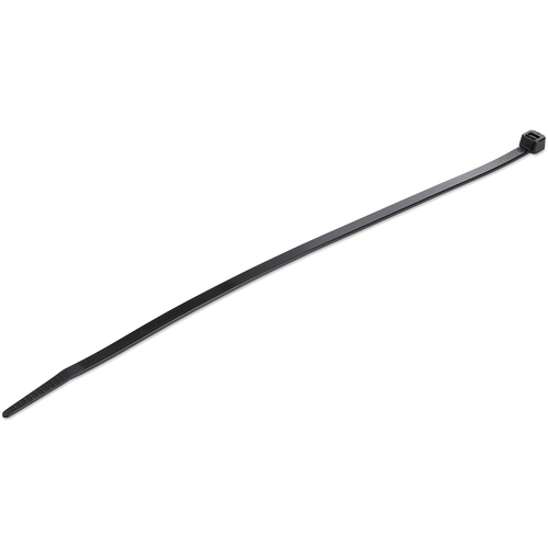 Bild von StarTech.com 25 cm Kabelbinder - 4 mm breit, 68 mm Bündeldurchmesser, 22 kg Zugfestigkeit, selbstsichernde Nylon-Kabelbinder mit gebogener Spitze, 94V-2/UL geprüft, schwarz, 100 Stück