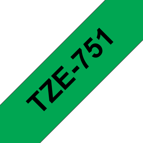 Bild von Brother TZE-751 Etiketten erstellendes Band Schwarz auf grün
