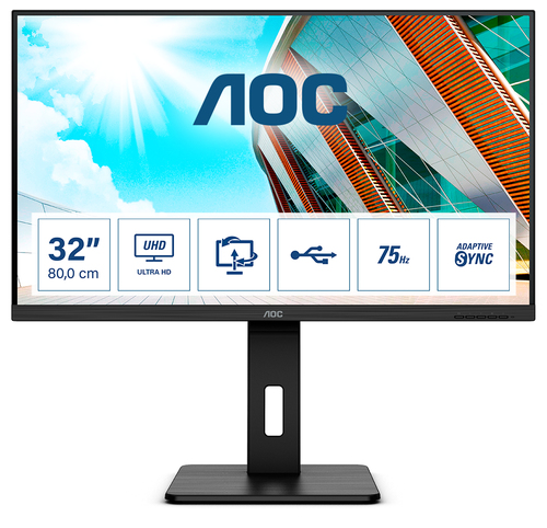 Bild von AOC P2 U32P2 Computerbildschirm 80 cm (31.5&quot;) 3840 x 2160 Pixel 4K Ultra HD LED Schwarz