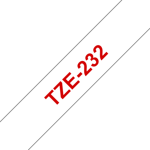 Bild von Brother TZE-232 Etiketten erstellendes Band Rot aud Weiss