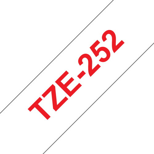 Bild von Brother TZE-252 Etiketten erstellendes Band Rot aud Weiss