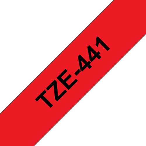 Bild von Brother TZE-441 Etiketten erstellendes Band Schwarz auf rot