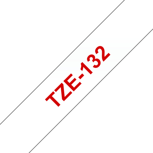 Bild von Brother TZE-132 Etiketten erstellendes Band Rot auf Transparent