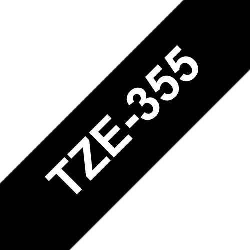 Bild von Brother TZE-355 Etiketten erstellendes Band Weiss auf Schwarz