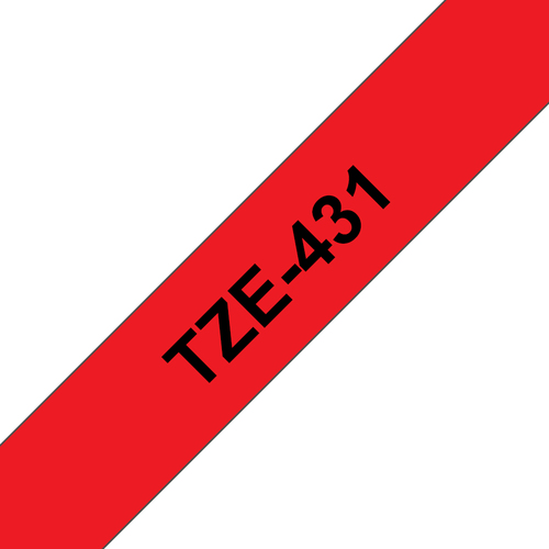 Bild von Brother TZE-431 Etiketten erstellendes Band Schwarz auf rot