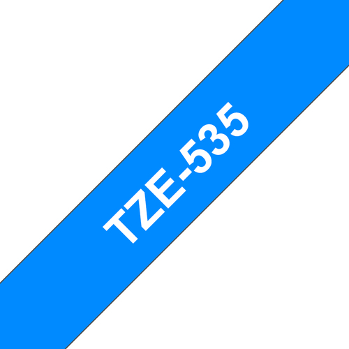 Bild von Brother TZE-535 Etiketten erstellendes Band Weiss auf Blau