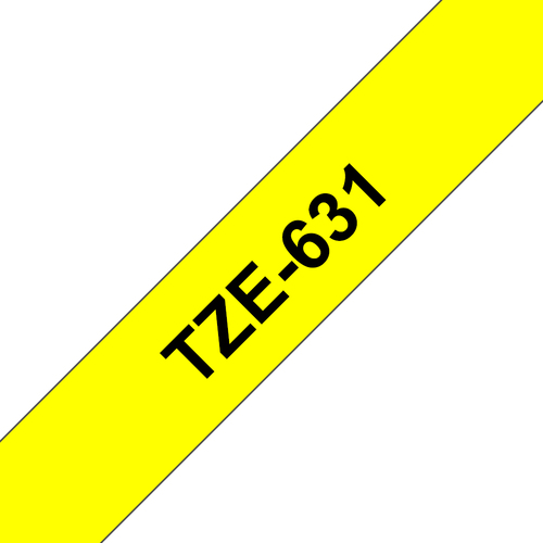Bild von Brother TZE-631 Etiketten erstellendes Band Schwarz auf gelb