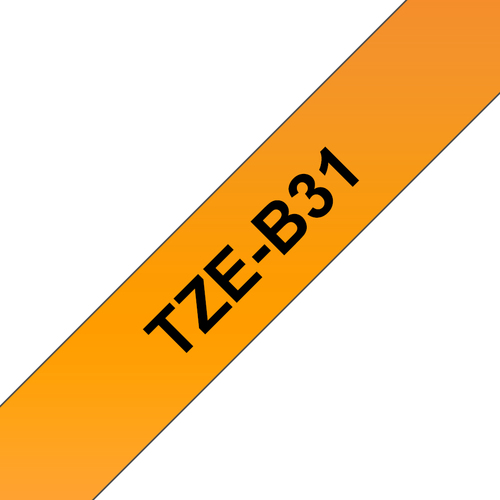 Bild von Brother TZE-B31 Etiketten erstellendes Band Schwarz auf leuchtend Orange