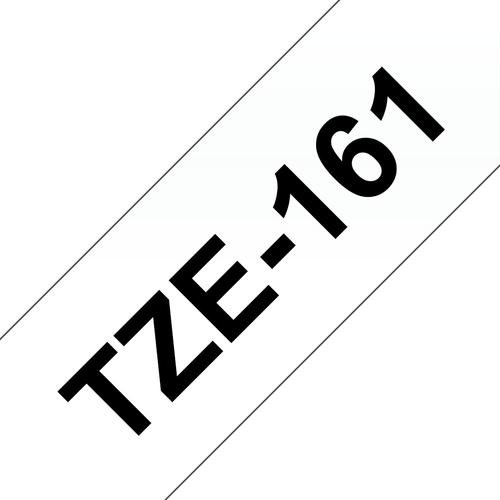 Bild von Brother TZe-161 Etiketten erstellendes Band Schwarz auf transparent