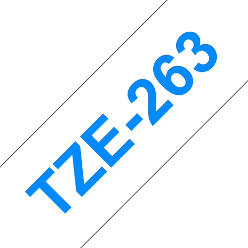 Bild von Brother TZE-263 Etiketten erstellendes Band Blau auf weiss