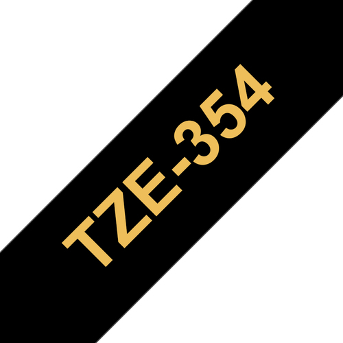 Bild von Brother TZE-354 Etiketten erstellendes Band Gold auf Schwarz