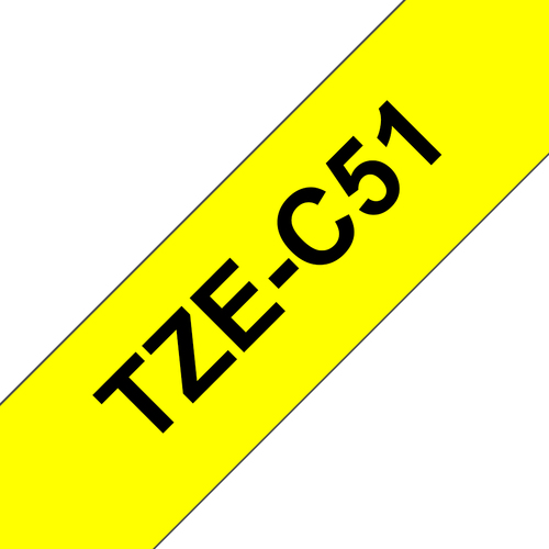 Bild von Brother TZe-C51 Etiketten erstellendes Band Schwarz auf fluoreszierendem Gelb