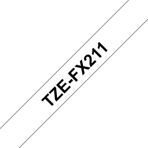 Bild von Brother TZE-FX211 Etiketten erstellendes Band Schwarz auf weiss