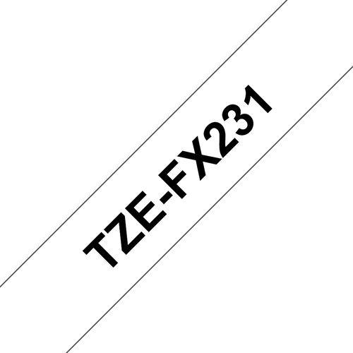 Bild von Brother TZE-FX231 Etiketten erstellendes Band Schwarz auf weiss TZ