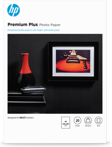 Bild von HP Premium Plus Fotopapier, Satin, 300 g/m2, A4 210 x 297 mm, 20 Blatt