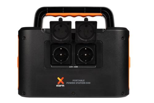 Bild von Xtorm XP500 Portable Power Station 500, AC-Ausgang, USB-C, USB, Quick Charge 3.0, Ausgang für Autoladegerät, DC-Ausgänge, div. Kabel, Schwarz/Orange