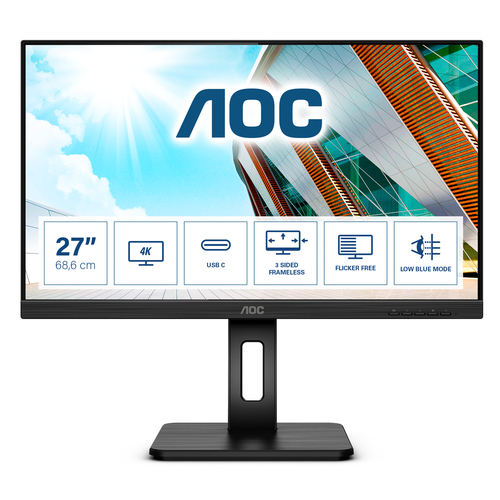 Bild von AOC U27P2CA Computerbildschirm 68,6 cm (27&quot;) 3840 x 2160 Pixel 4K Ultra HD LED Schwarz
