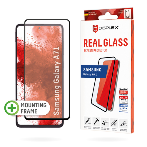 Bild von Displex Full Cover Panzerglas (10H) für Samsung Galaxy A71, Montagerahmen, volle Displayabdeckung, Tempered Glas, kratzer-resistente Schutzfolie, hüllenfreundlich