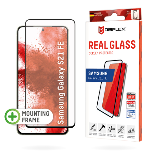 Bild von Displex Full Cover Panzerglas (10H) für Samsung Galaxy S21 FE, Eco-Montagerahmen, volle Displayabdeckung, Tempered Glas, kratzer-resistente Schutzfolie, hüllenfreundlich