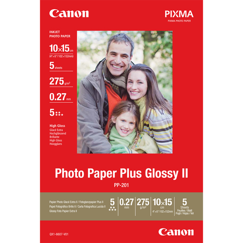 Bild von Canon PP-201 Glossy II Fotopapier Plus 10 x 15 cm – 5 Blatt