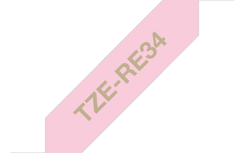 Bild von Brother TZE-RE34 Etiketten erstellendes Band Gold auf Rosa