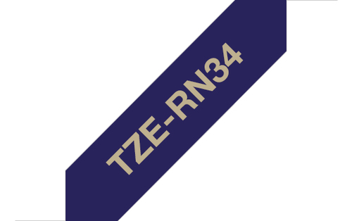 Bild von Brother TZE-RN34 Etiketten erstellendes Band Gold auf Marineblau