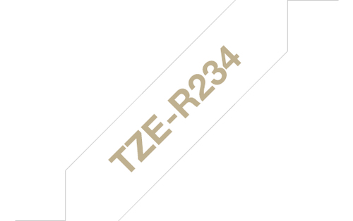 Bild von Brother TZE-R234 Etiketten erstellendes Band Gold auf Weiß