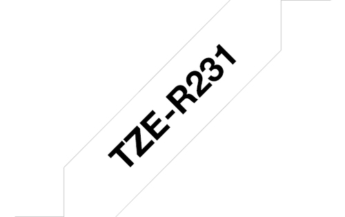 Bild von Brother TZE-R231 Etiketten erstellendes Band Schwarz auf weiss