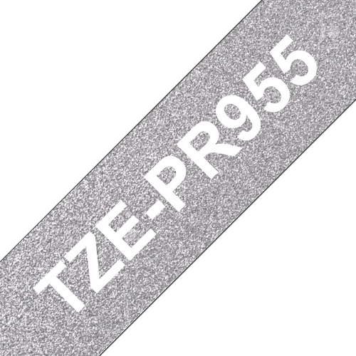 Bild von Brother TZe-PR955 Etiketten erstellendes Band Weiß auf Silber