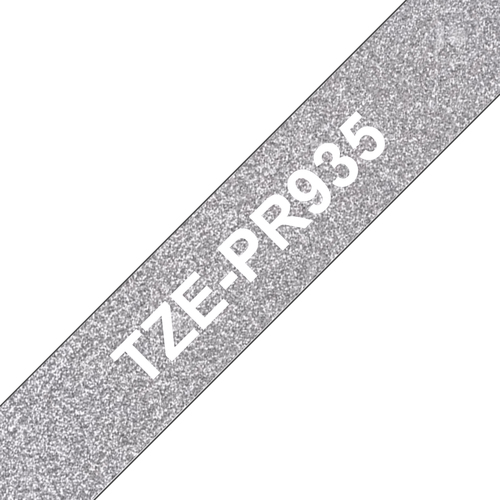 Bild von Brother TZe-PR935 Etiketten erstellendes Band Weiß auf Silber