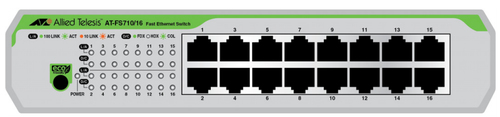 Bild von Allied Telesis AT-FS710/16-50 Unmanaged Fast Ethernet (10/100) 1U Grün, Grau