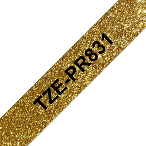 Bild von Brother TZe-PR831 Etiketten erstellendes Band Schwarz auf gold