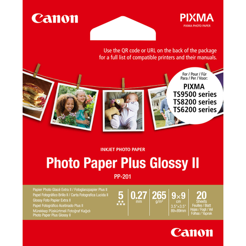 Bild von Canon PP-201 Glossy II Photo Paper Plus (8,9 x 8,9 cm/3,5 x 3,5”) – 20 Blatt
