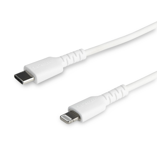 Bild von StarTech.com 1m strapazierfähiges weißes USB-C auf Lightning-Kabel - Hochbelastbare, robuste Aramidfaser - USB Typ-C auf Lightningkabel - Lade-/Synchronisationskabel - Apple MFi-zertifiziert iPad/iPhone 12