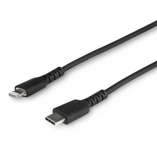 Bild von StarTech.com 1m strapazierfähiges schwarzes USB-C auf Lightning-Kabel - Hochbelastbare, robuste Aramidfaser - USB Typ-C auf Lightningkabel - Lade-/Synchronisationskabel - Apple MFi-zertifiziert iPad/iPhone 12