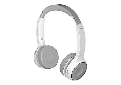 Bild von Cisco 730 Kopfhörer Verkabelt & Kabellos Kopfband Anrufe/Musik Bluetooth Ladestation Platin, Weiß