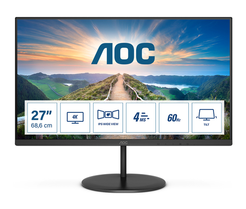 Bild von AOC V4 U27V4EA Computerbildschirm 68,6 cm (27 Zoll) 3840 x 2160 Pixel 4K Ultra HD LED Schwarz