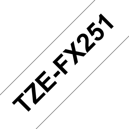 Bild von Brother TZe-FX251 Etiketten erstellendes Band Schwarz auf weiss