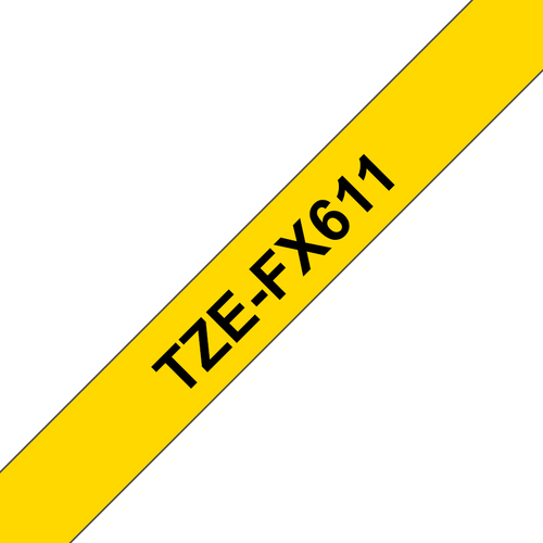 Bild von Brother TZe-FX611 Etiketten erstellendes Band Schwarz auf gelb
