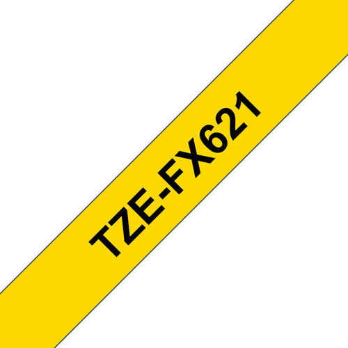 Bild von Brother TZe-FX621 Etiketten erstellendes Band Schwarz auf gelb