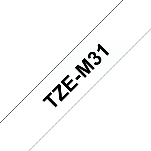 Bild von Brother TZe-M31 Etiketten erstellendes Band Schwarz auf transparent