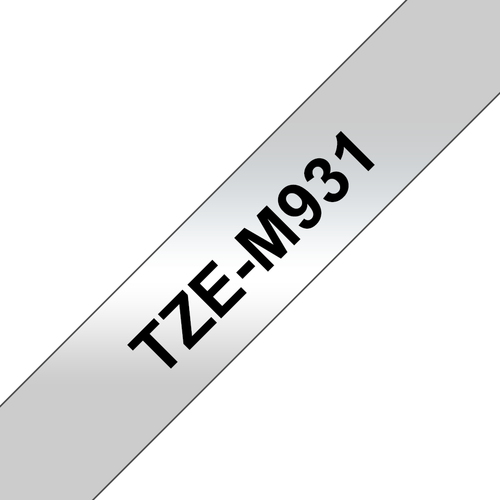 Bild von Brother TZe-M931 Etiketten erstellendes Band schwarz auf silber