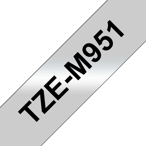 Bild von Brother TZe-M951 Etiketten erstellendes Band schwarz auf silber