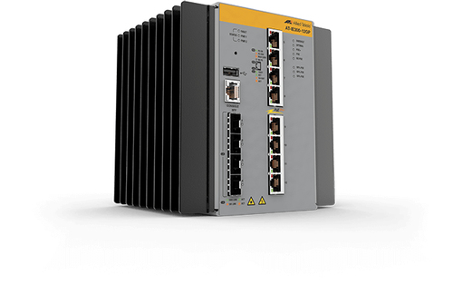 Bild von Allied Telesis AT-IE300-12GP-80 Managed L3 Gigabit Ethernet (10/100/1000) Power over Ethernet (PoE) Schwarz, Grau